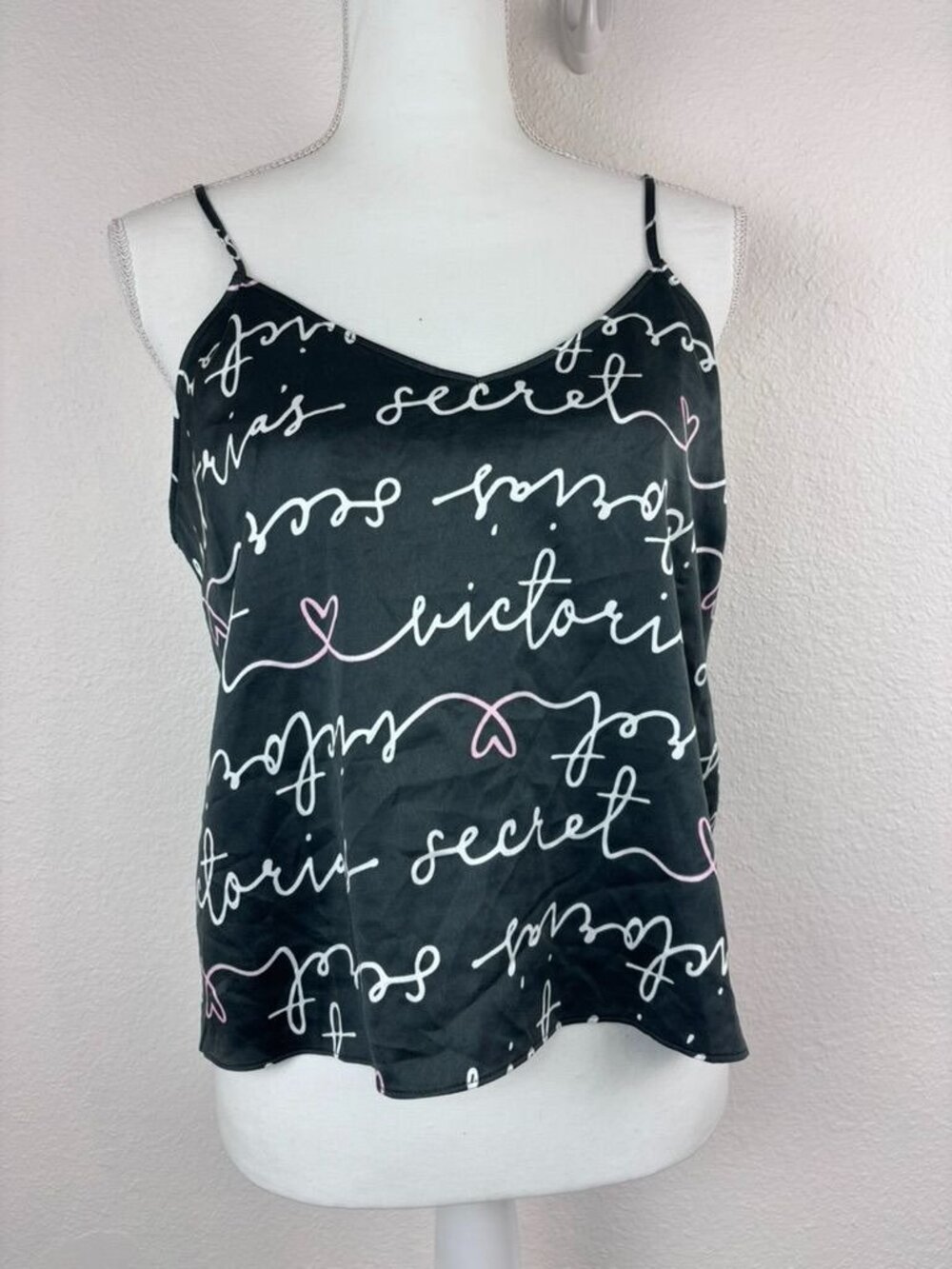 Victoria's Secret women's medium grey satin‎ cami tank top lounge sleep NWT